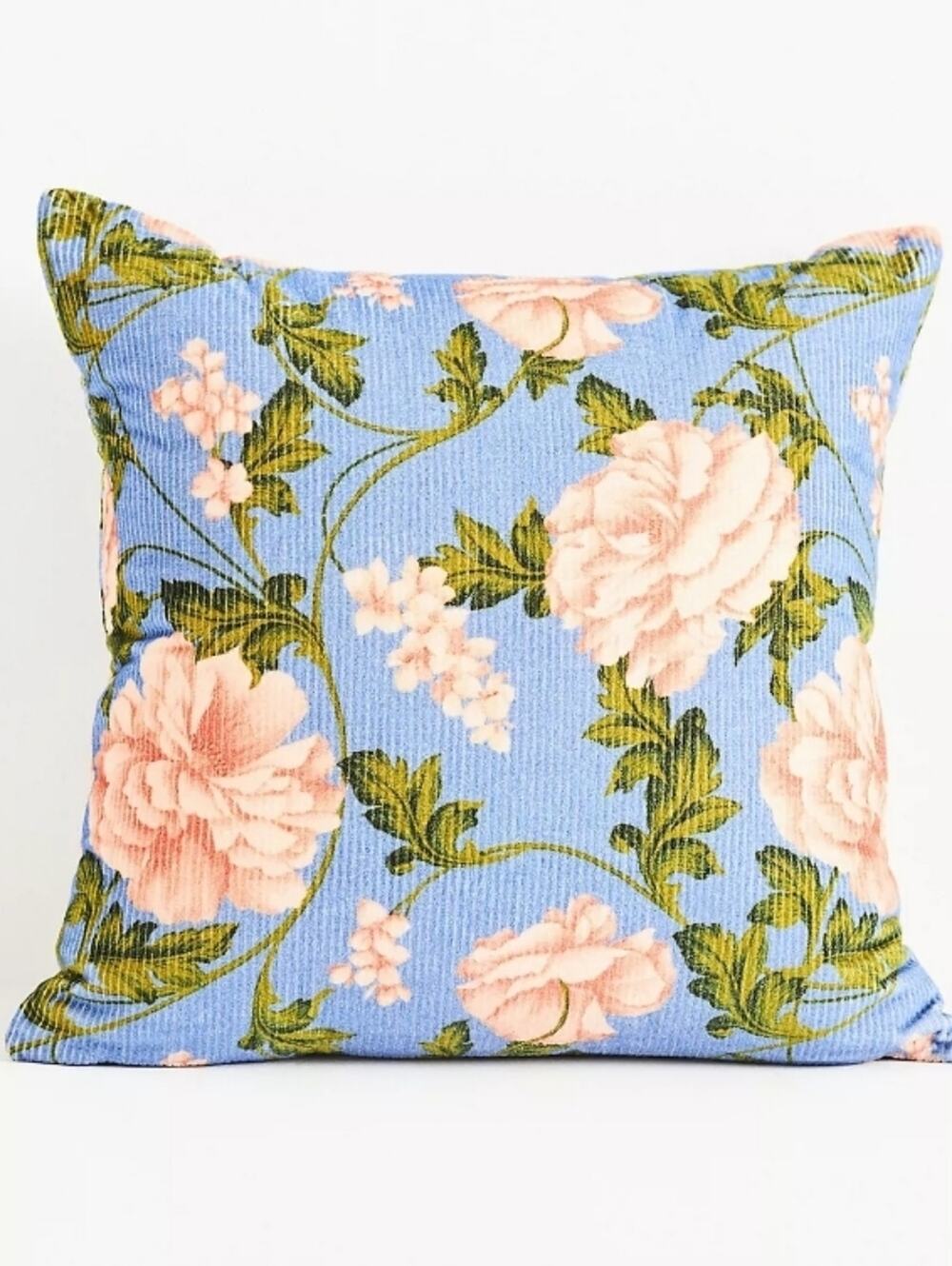 Anthropologie Celia Velvet Cord Floral Pillow 18 In By 18 In